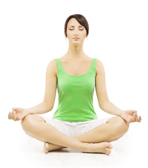 Yoga Woman In Meditation Sitting In Lotus Pose Female Meditating Stock
