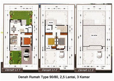 Desain rumah minimalis ukuran tanah 10m x 20m dengan luas bangunan : Desain Rumah 30 Meter 2 Lantai