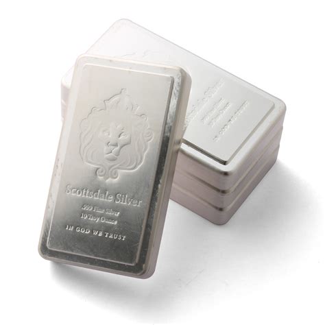 Coins And Paper Money 10 Oz 999 Silver Stacker Bullion Bar By Scottsdale