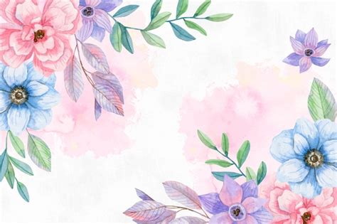 Free Vector Watercolor Flowers Background In Pastel Colors