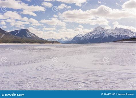 Abraham Lake In Winter Stock Image Image Of Rocky Textured 106483913
