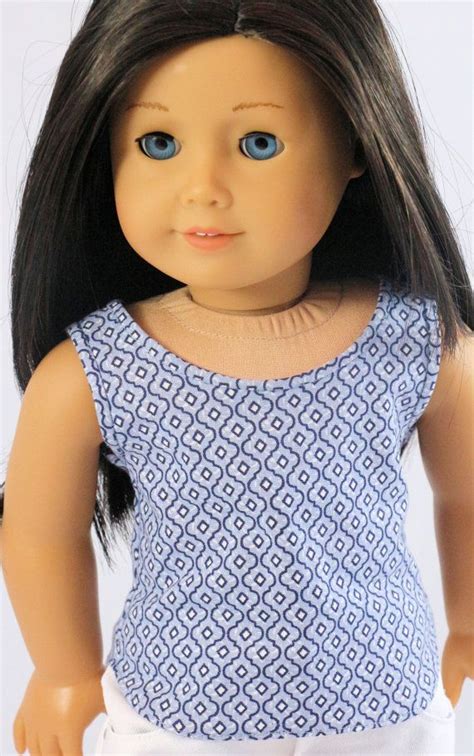 American Girl Doll Clothes Blue Print Sleeveless Top Doll Clothes