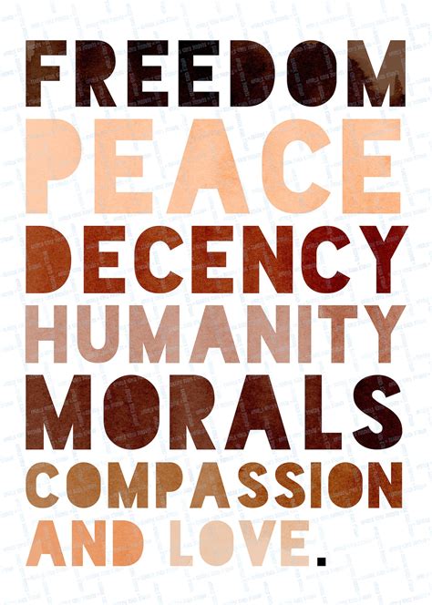 Human Values Poster Morals Printable Peace Decency Love Etsy