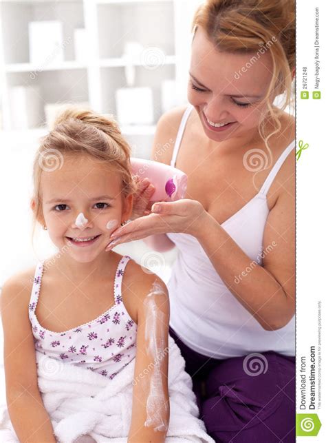 Beauty Ritual Little Girl After Bath Stock Photo Image