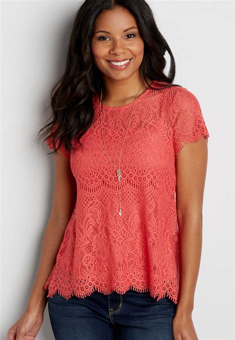 Lace Tee With Scalloped Hem Original Price 2600 Available At