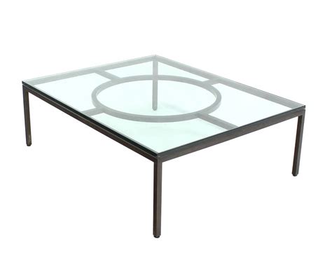Extra Large Wide Rectangle Bronzed Frame Modern Coffee Table 34 Thick
