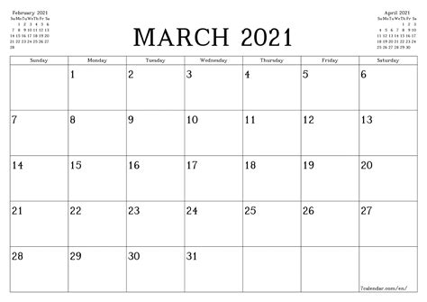 Printable Blank Monthly Calendar 2021 With Lines Ten
