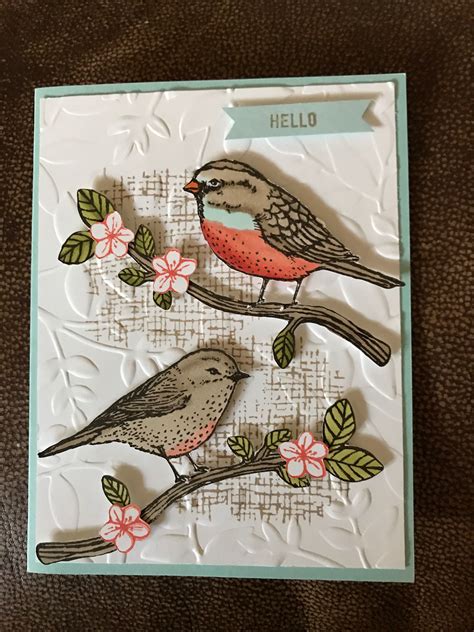 Su Best Birds Stamp Set With Layered Leaves Embossing Folder Colored