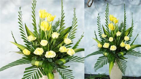 CÁch CẮm Hoa ĐỂ BÀn ThỜ ĐẸp Bình Hoa Tulip Và Hoa Hồng Vàng Tập 352