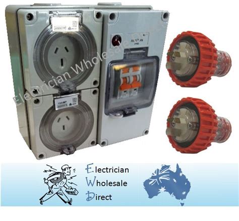 3 Pin 10 And 15 Amp Socket Rcd Protected Outlet With Male Plug Ip66 Rcbo