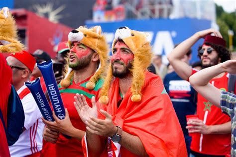 Football Fans Of Morocco At The World Cup In Russia Editorial Image