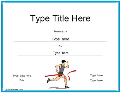 A Printable Certificate For A Running Man With The Words Type Title