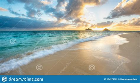 Sunrise At Lanikai Beach In Kailua Oahu Hawaii Stock Photo Image Of