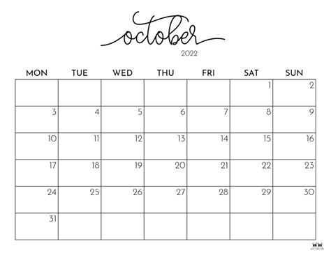 September October 2022 Calendar Printable