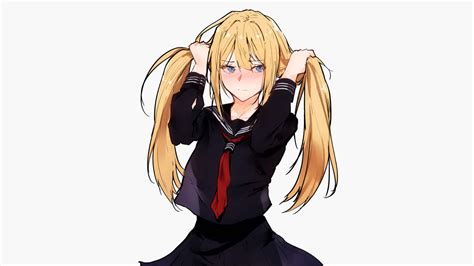 Download Anime School Girl Cute Orange Hair Wallpaper