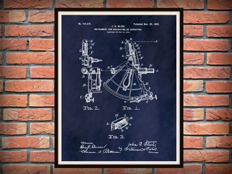1902 sextant patent print ship navigation poster nautical etsy