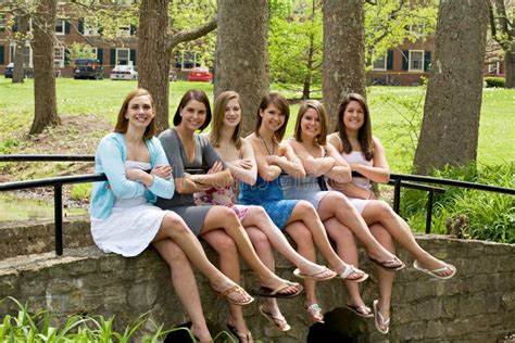 Group Of College Girls Stock Image Image Of Bridge Casual