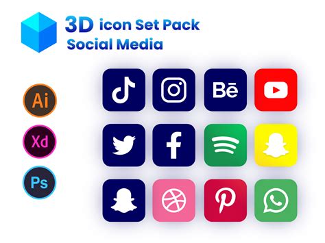 Social Media 3d Icon Collection Colorful Icon Pack Search By Muzli