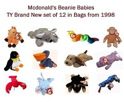 1998 McDonalds TY Teenie Beanie Babies Happy Meal Full Complete Set