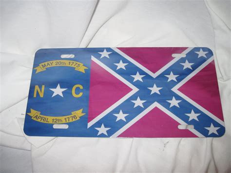 Old North Carolina Rebel State Flag License Plate 6 X 12 New