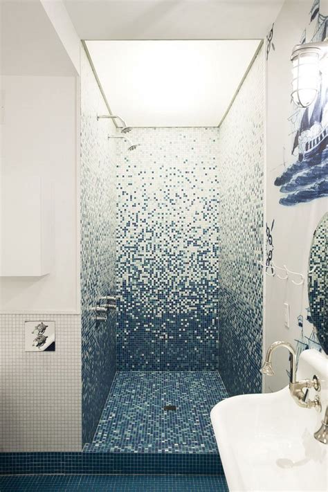 Top Unique Ombre Floor Tile To Make Your Bathroom More Beautiful DECOREDO Blue Shower