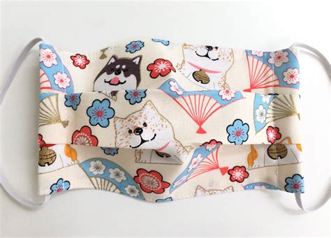 Custom socks with dog face/cat face/bunny face/horse face/bird face, etc. Shiba Inu With Japanese Fan Cream/ Organic Cloth Surgical ...
