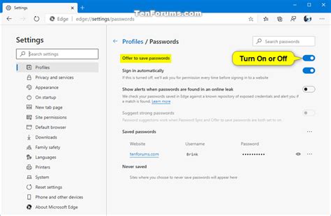 Enable Or Disable Offer To Save Passwords In Microsoft Edge Mobile
