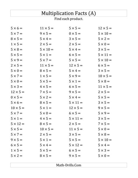 Printable Multiplication Worksheets 0 12 Printable Multiplication