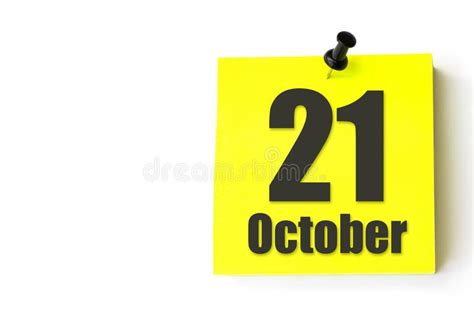 October 21st Day 21 Of Month Calendar Date Yellow Sheet Of The