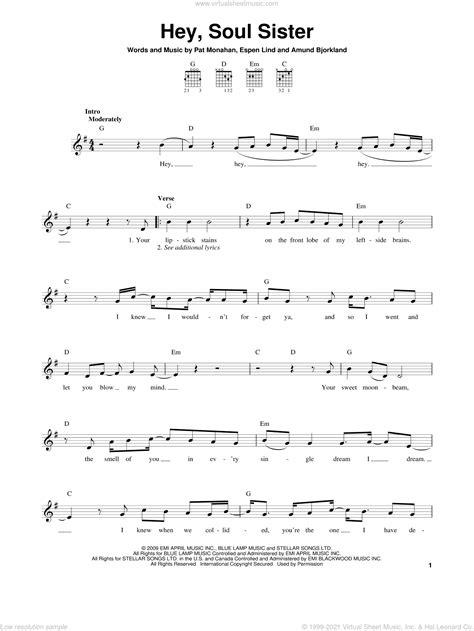 It was written by lead singer patrick monahan, amund bjørklund, and espen lind. Train - Hey, Soul Sister, (easy) sheet music for guitar ...