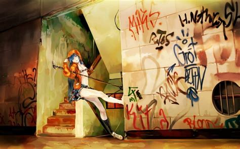 Female anime character sitting on subway graphic wallpaper, manga HD