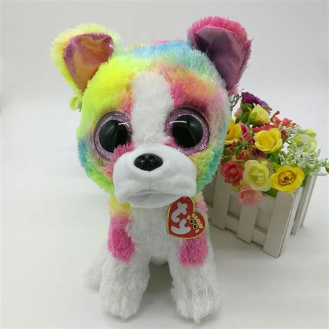 Isla Rainbow Dog Ty Beanie Boos 25cm 10 Big Eye Plush Toys Stuffed