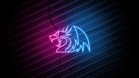 red blue neon dragon logo 4k wallpaper 4k