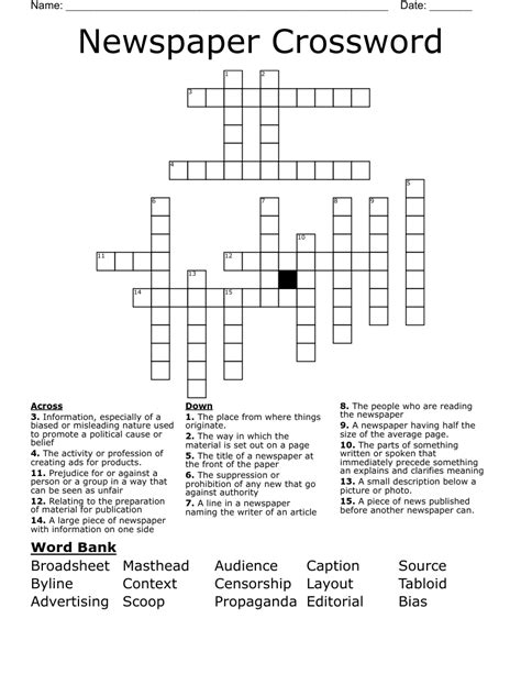 Newspaper Printable Crossword Puzzles Garrett