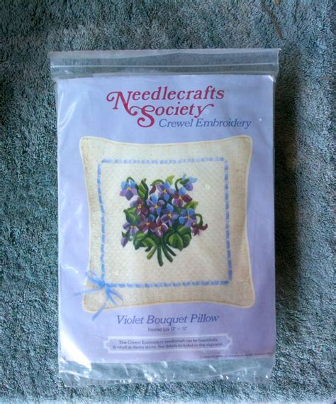 Vintage Needlecrafts Society Crewel Embroidery Pillow Kit Etsy