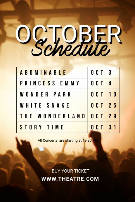 Concert Schedule Template Postermywall