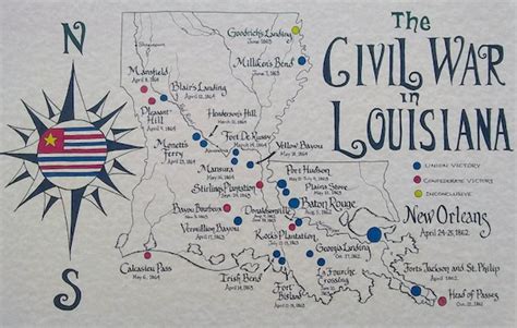 Louisiana Civil War Battles Map Etsy