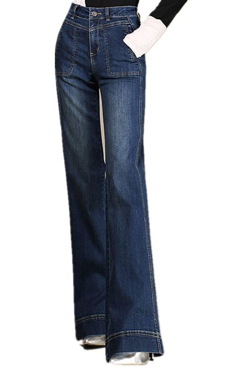Cresay Womens High Waist Wide Leg Utility Pocket Flare Jean You Can