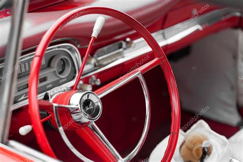 Red Steering Wheel Of A Vintage Car — Stock Photo © Bruno135 96082846