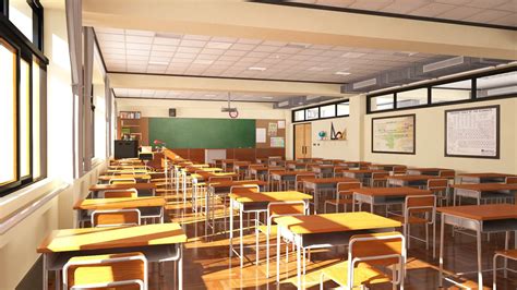 Japanese Classroom 3d Model By Zyed