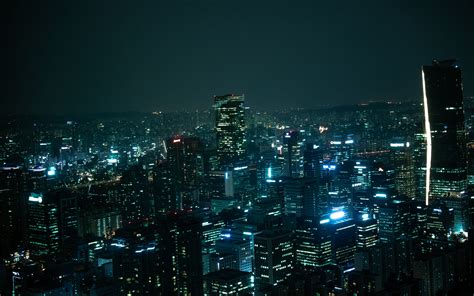 Download Wallpaper 3840x2400 Skyscrapers Lights Night City