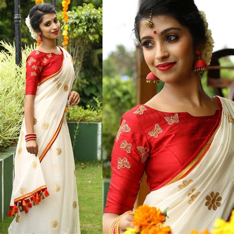 Image Result For Onam Saree Onam Saree Kerala Saree Blouse Designs