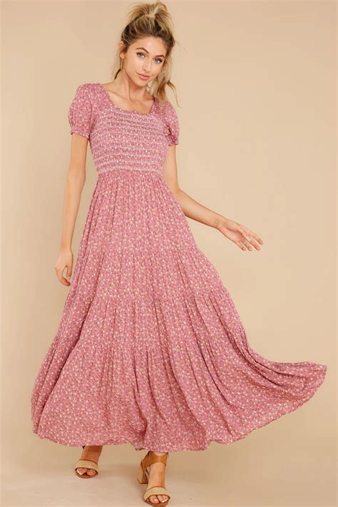 70s Dresses Peasant Pink In 2020 Maxi Dress With Sleeves Disco