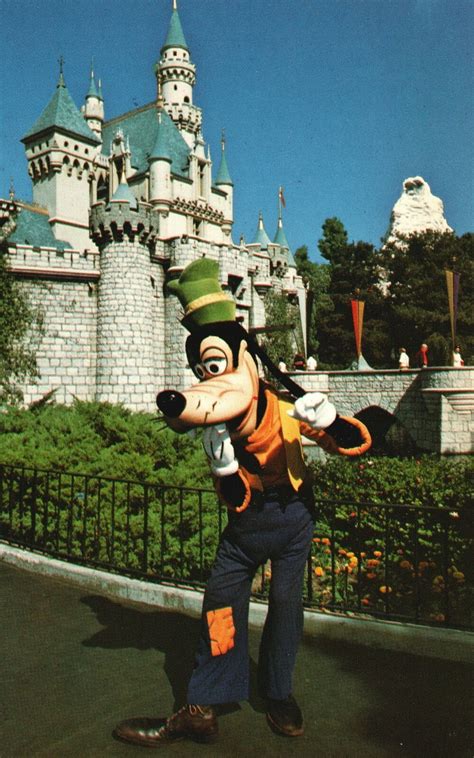 Vintage Postcard Disneyland Bashful Goofy Welcoming Guests In