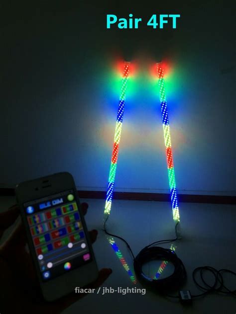 Jhb Pair 4ft Bluetooth Control Chasing Flowing Leds Twisted Whips