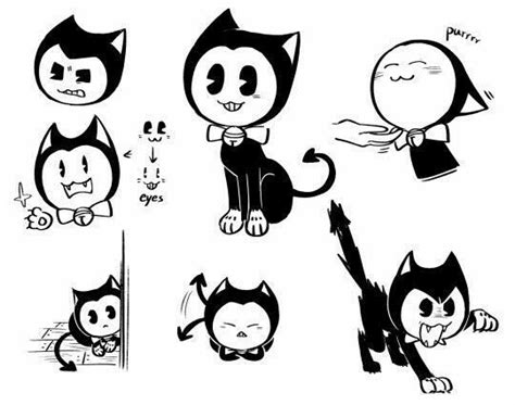 Some Black And White Cartoon Cats With Different Expressions