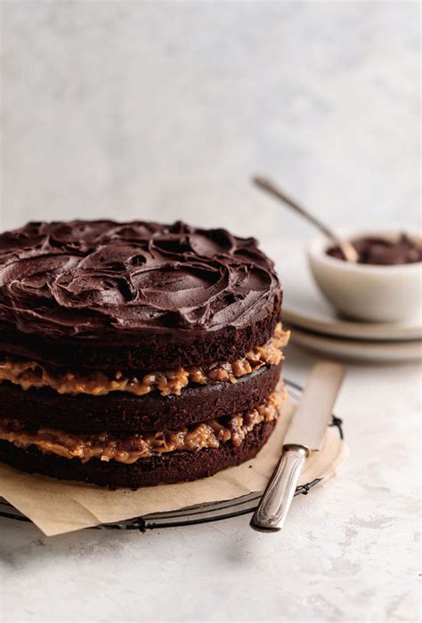 Real german chocolate cake made with sweet baker's chocolate, tangy buttermilk and filled with rich coconut pecan filling. Decadent German Chocolate Cake - Yoga of Cooking