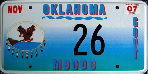 Modoc Tribe Goverment Flat License Plate Oklahoma Govt