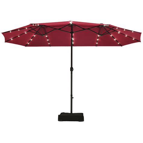 15 Ft Solar Led Patio Double Sided Umbrella Market Umbrella With Weight
