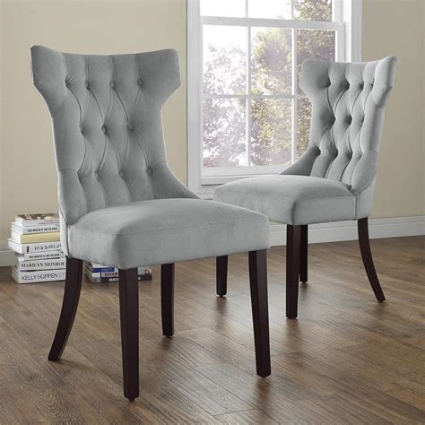 Shop online for chairs and benches in modern upholstery such as velvet, leather and rattan. Dorel Living Clairborne Gray Microfiber Tufted Dining ...